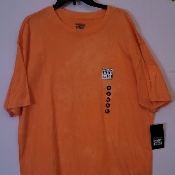 NWT T-Shirt VISION STREET WEAR Orange Size XL Crew Neck Short Sleeve Unisex - Picture 1 of 11